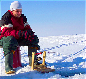 Ice fishing with heated clothing